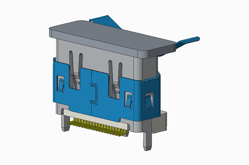 HDMI AF 19P upright SMT H10.5mm (with shrapnel)
