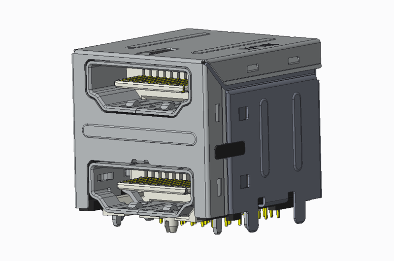 DOUBLE HDMI A/F H18.9mm COMBO REC STD DIP CONN