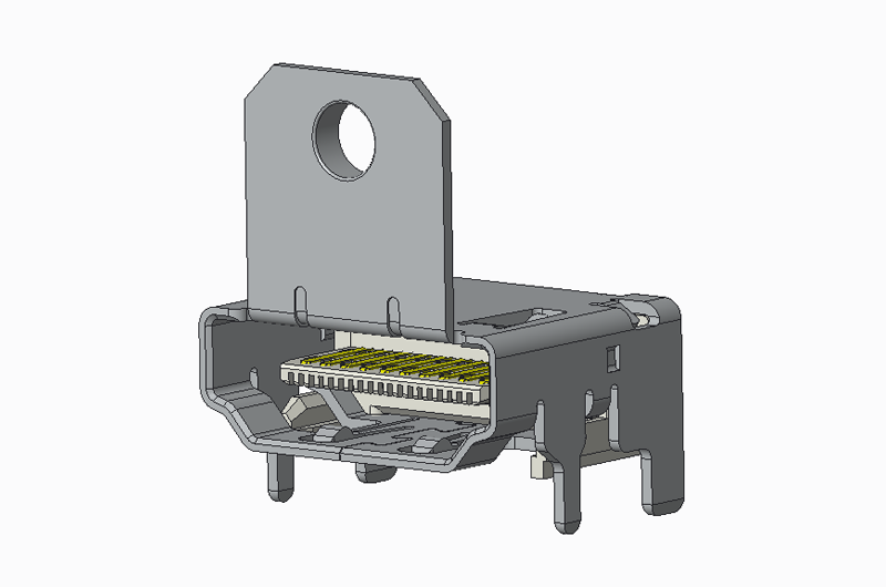 HDMI A Type Female 19P SMT (with H7.20 M3 threaded hole) with a housing foot length of 2.20