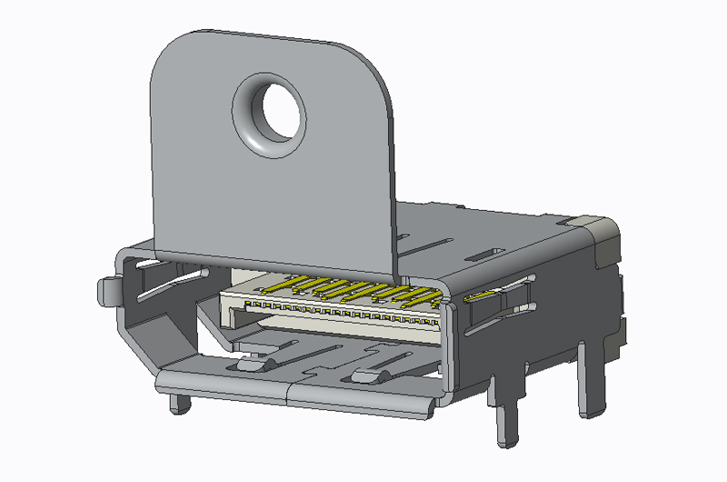 DP 90 degree SMT shell with screw hole H12.78 pin length 2.0