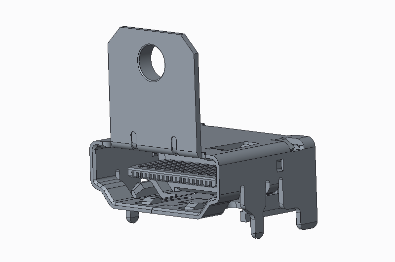 HDMI A Type Female 19P SMT (with H7.20 M3 threaded hole), housing leg length 1.40 version 2.1