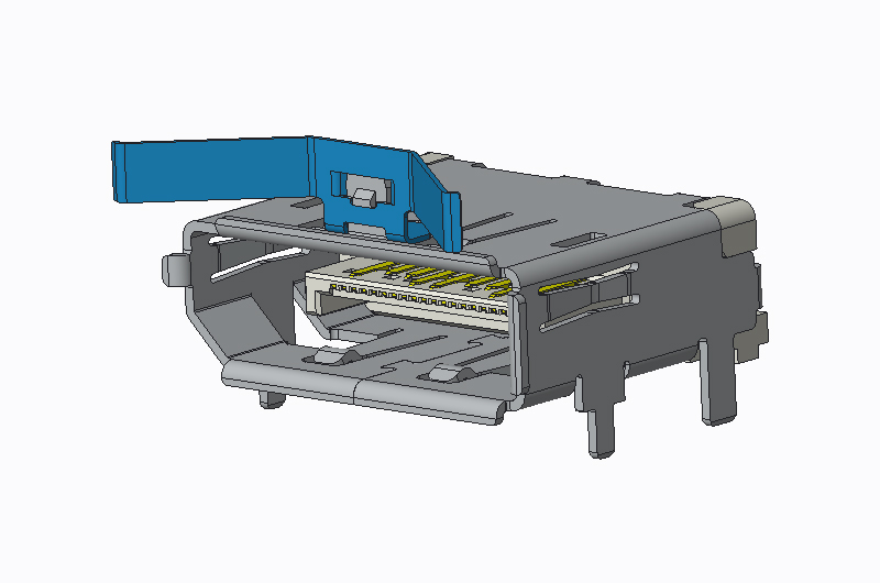 DP 90 degree SMT with EMI shell leg length 2.0