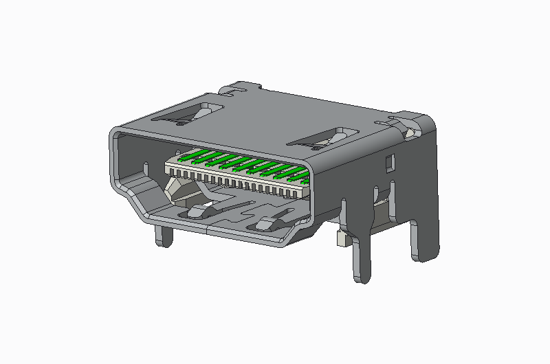 HDMI A Type Female 19P SMT (常规式 脚长2.20mm) 2.1版