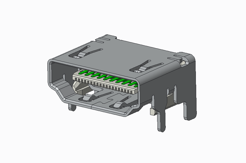HDMI A Type Female 19P SMT (逆向式 脚长2.20mm) 2.1版