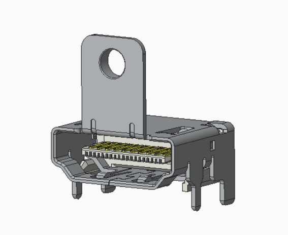 HDMI A Type Female 19P SMT (with narrow H7.20 M3 threaded holes) with a housing foot length of 2.20