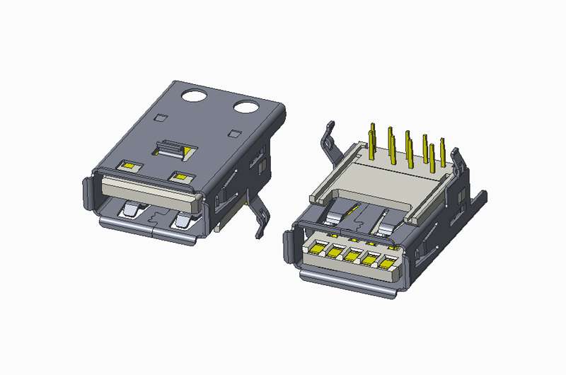 USB 3.0 AF 90度DIP L14.5 H6.95 有卷边 弯脚