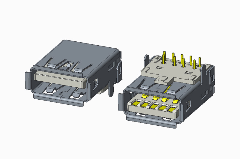 USB 3.1 Gen2 AF 90度DIP CH4.13 有卷边 直脚