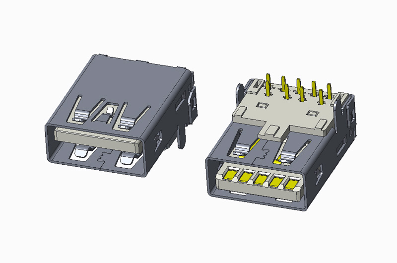 USB 3.1 Gen2 AF 90度DIP CH4.13 无卷边 直脚