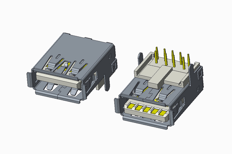USB 3.0 AF 90度DIP架高 H7.5 有卷边 直脚